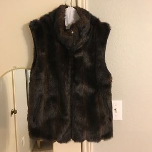 Brown Faux Fur Vest size Large
